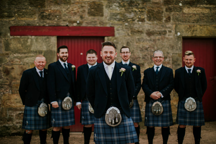 Kilt Groom Groomsmen Magical Blush Pink Gold Barn Wedding http://www.johnjohnstonphotography.co.uk/