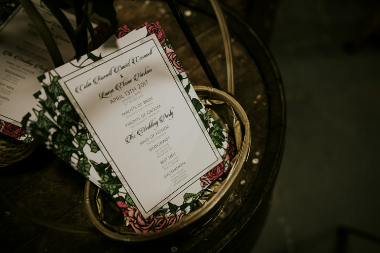 Floral Stationery Order Service Magical Blush Pink Gold Barn Wedding http://www.johnjohnstonphotography.co.uk/