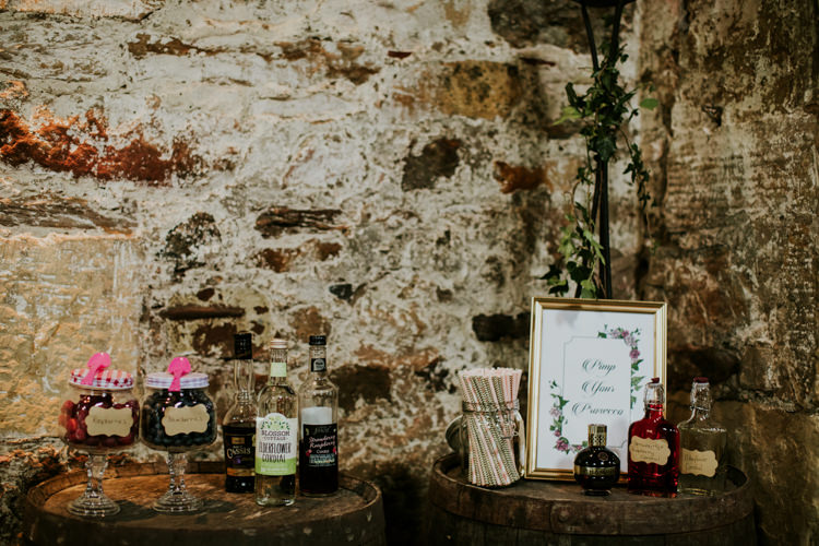 Bar Drinks Pimp Prosecco Magical Blush Pink Gold Barn Wedding http://www.johnjohnstonphotography.co.uk/