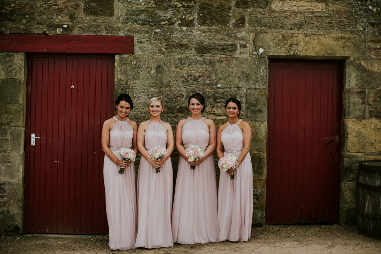Long Bridesmaid Dresses Maxi Magical Blush Pink Gold Barn Wedding http://www.johnjohnstonphotography.co.uk/