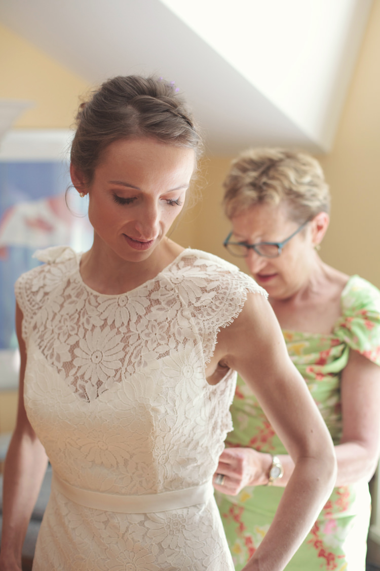 Lace Cap Sleeve Dress Gown Bride Bridal Casual Country Farm Wedding Ontario https://tiedphotography.com/