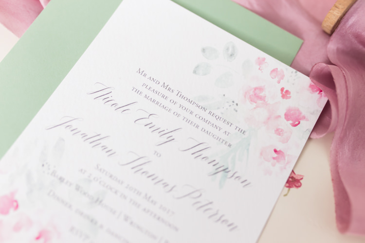Watercolour Floral Stationery Invitations Invites Suite Pretty Soft Country Garden Pastel Wedding Ideas https://www.ellielouphotography.co.uk/