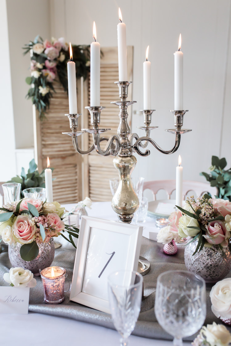 Candalabra Centrepiece Decor Table Pretty Soft Country Garden Pastel Wedding Ideas https://www.ellielouphotography.co.uk/