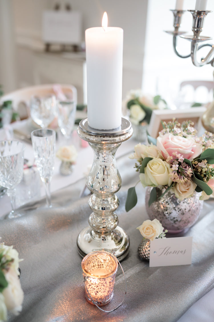 Candle Silver Lighting Decor Centrepiece Pretty Soft Country Garden Pastel Wedding Ideas https://www.ellielouphotography.co.uk/