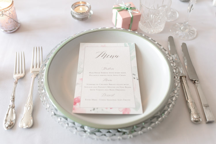 Place Setting Menu Pretty Soft Country Garden Pastel Wedding Ideas https://www.ellielouphotography.co.uk/