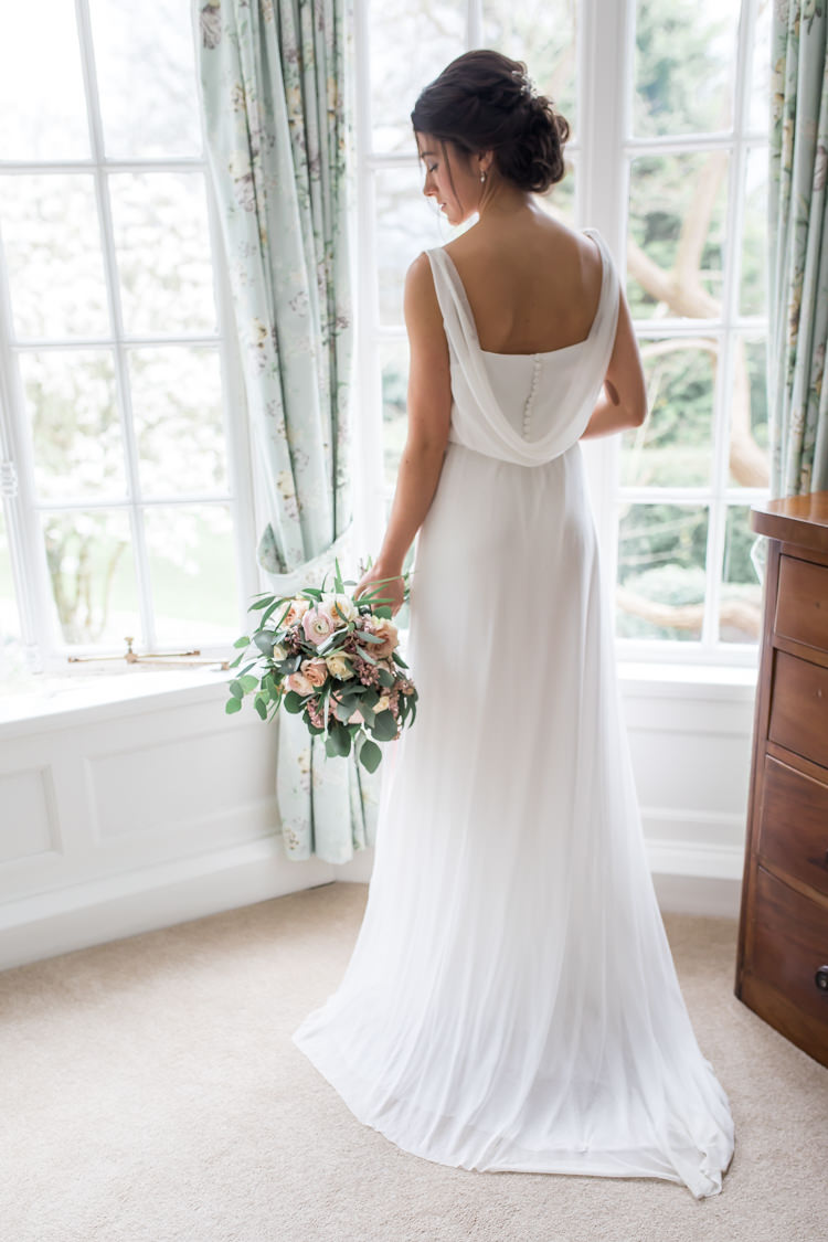 Cowl Back Dress Gown Bride Bridal Straps Buttons Pretty Soft Country Garden Pastel Wedding Ideas https://www.ellielouphotography.co.uk/
