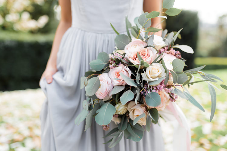 Eucalyptus Rose Ranunculus Bouquet Ribbon Flowers Bride Bridal Pretty Soft Country Garden Pastel Wedding Ideas https://www.ellielouphotography.co.uk/