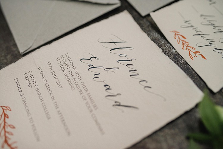 Calligraphy Stationery Invitations Suite Modern Botanical Copper Geometric Wedding Ideas http://hannahmcclunephotography.com/