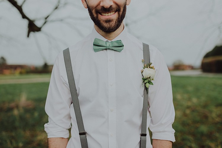 Bow Tie Braces Groom Modern Botanical Copper Geometric Wedding Ideas http://www.kategrayphotography.com/