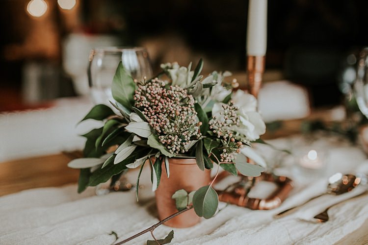 Flowers Jar Greenery Modern Botanical Copper Geometric Wedding Ideas http://lolarosephotography.com/