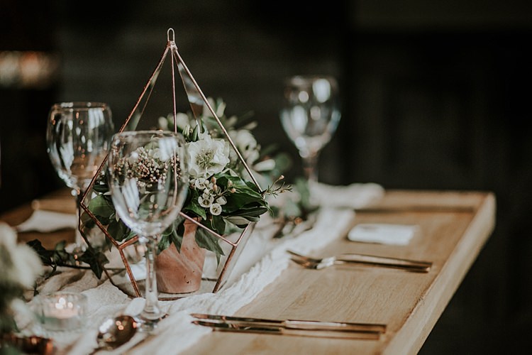 Terrariums Flowers Decor Modern Botanical Copper Geometric Wedding Ideas http://lolarosephotography.com/