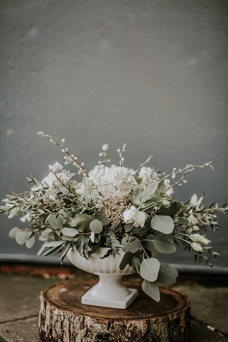 Flowers Whimsical Wild Greenery White Blooms Urn Modern Botanical Copper Geometric Wedding Ideas http://lolarosephotography.com/
