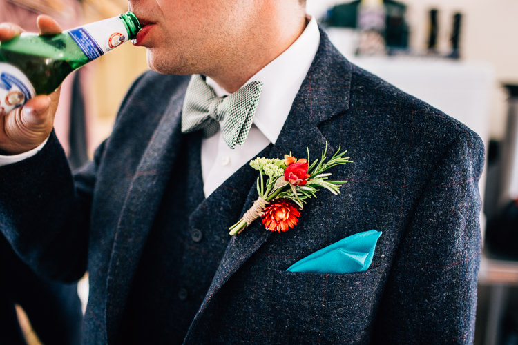 Bow Tie Groom Buttonhole Rustic Relaxed Seasonal Floral Barn Wedding https://www.faircloughphotography.co.uk/