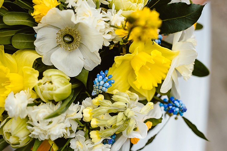 Flowers Bouquet Daffodils Hyacinth Yellow Spring Bride Bridal Beautiful Countryside Wedding Ideas Inspiration http://www.georginabrewster.com/