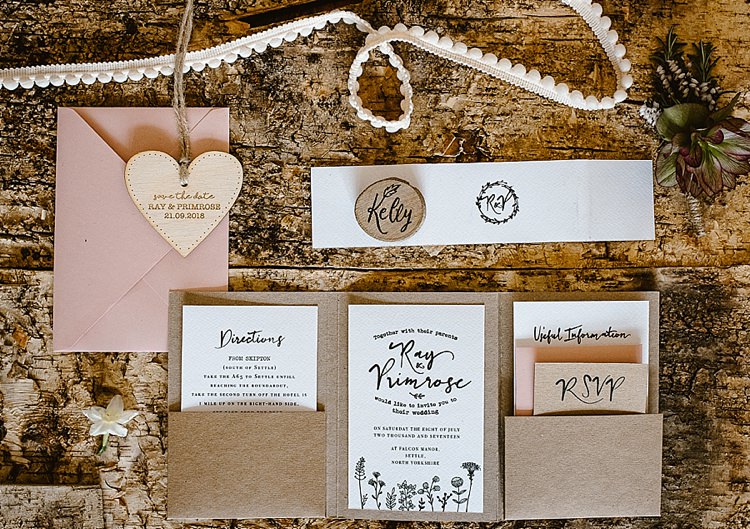 Stationery Invites Invitations Suite Pocketfold Booklet Wooden Kraft Brown Illustrated Beautiful Countryside Wedding Ideas Inspiration http://www.georginabrewster.com/