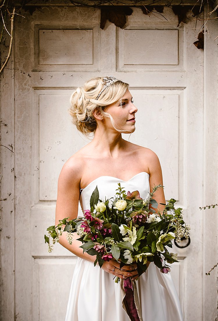 Bouquet Flowers Bride Bridal Spring Ribbon Cream Red Hellebores Blossom Foliage Beautiful Countryside Wedding Ideas Inspiration http://www.georginabrewster.com/