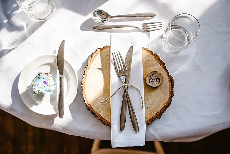 Log Slice Place Mat Setting Name Beautiful Countryside Wedding Ideas Inspiration http://www.georginabrewster.com/