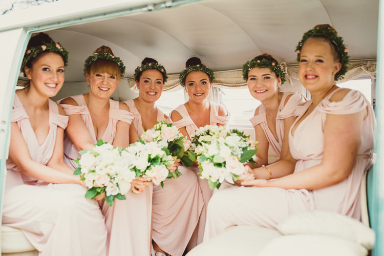 Pink Cold Shoulder Bridesmaid Dresses Flower Crowns Rustic Homemade Country Tipi Wedding http://www.pottersinstinctphotography.co.uk/