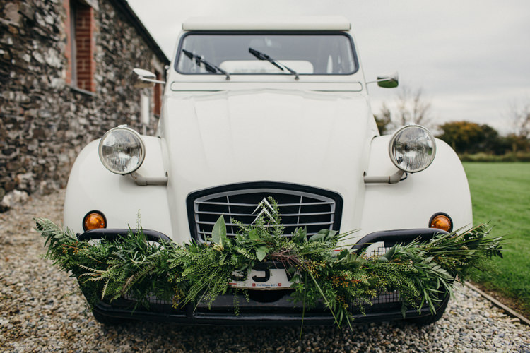 Car Transport 2CV Foliage Decoration Minimal Botanical Copper Greenery Wedding http://www.frecklephotography.co.uk/