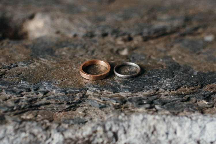 Rose Gold Ring Bands Minimal Botanical Copper Greenery Wedding http://www.frecklephotography.co.uk/
