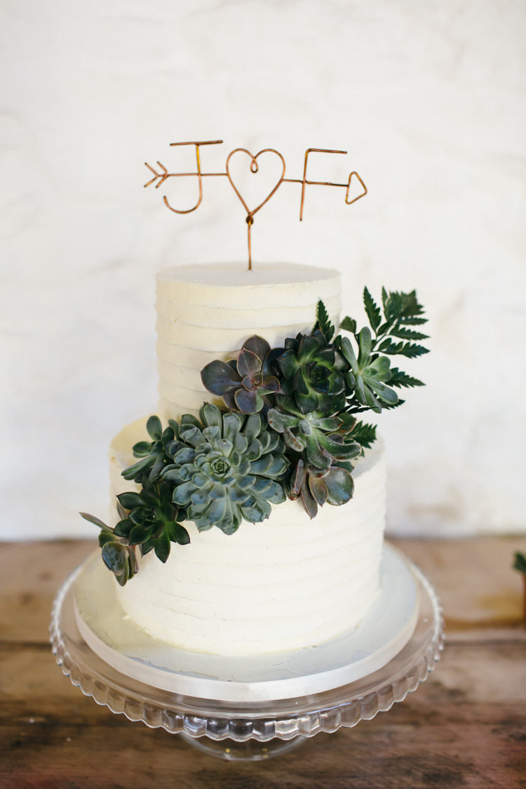 Buttercream Cake Topper Foliage Succulents Minimal Botanical Copper Greenery Wedding http://www.frecklephotography.co.uk/
