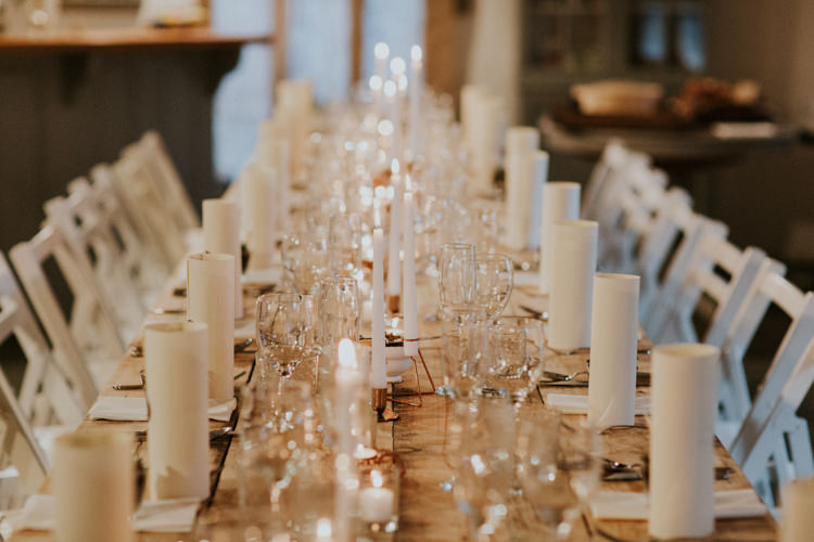 Candles Decor Long Table Minimal Botanical Copper Greenery Wedding http://www.frecklephotography.co.uk/