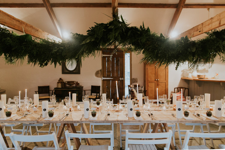 Swag Garland Hanging Ceiling Decor Foliage Minimal Botanical Copper Greenery Wedding http://www.frecklephotography.co.uk/