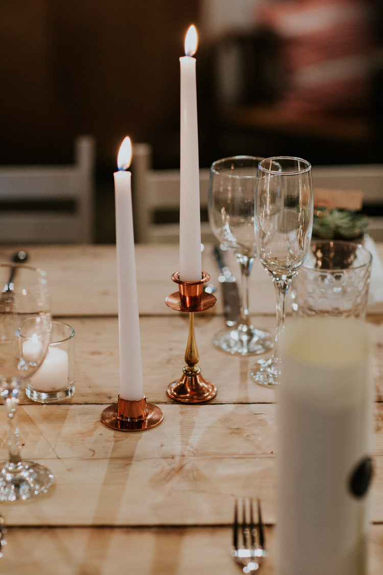 Candle Sticks Rose Gold Minimal Botanical Copper Greenery Wedding http://www.frecklephotography.co.uk/