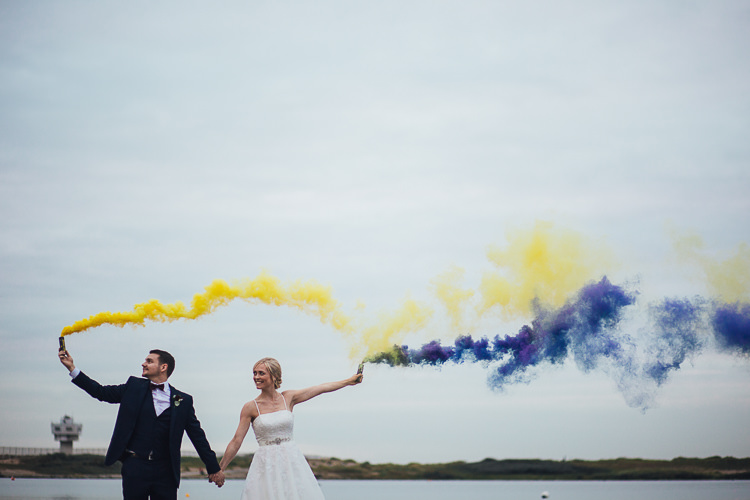 Smoke Bomb Bride Groom Portraits Stylish Lakeside City Wedding http://www.struthphotography.com/