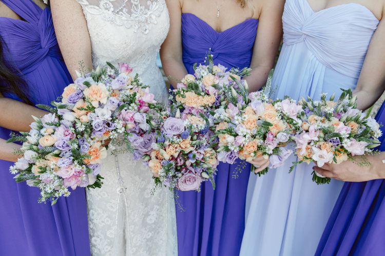 Bouquets Bride Bridesmaids Roses Lavender Pretty Purple Pastels Country Wedding http://www.nataliejweddings.com/