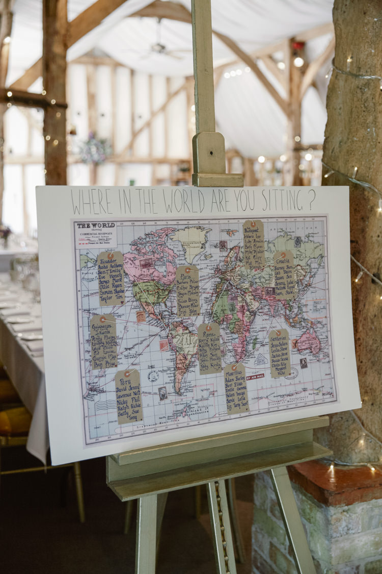 Travel Map Seating Plan Table Chart Pretty Purple Pastels Country Wedding http://www.nataliejweddings.com/
