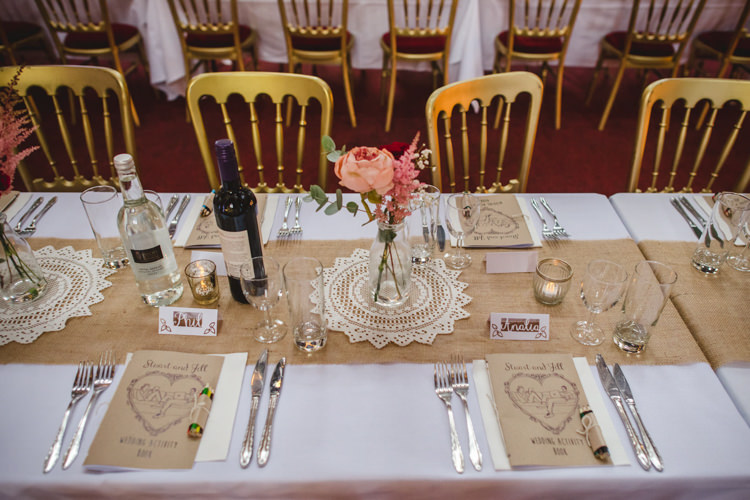 Hessian Burlap Doily Decor Table Crafty Fun Personal Arts Centre Wedding http://www.sophieduckworthphotography.com/