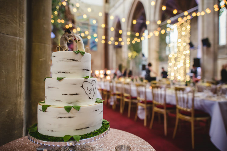Silver Birch Tree Bark Cake Crafty Fun Personal Arts Centre Wedding http://www.sophieduckworthphotography.com/