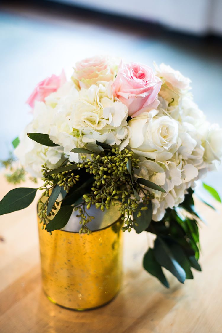 Bouquet Gold Jar Romantic Industrial Studio Loft Georgia Wedding http://krisandraevans.com/