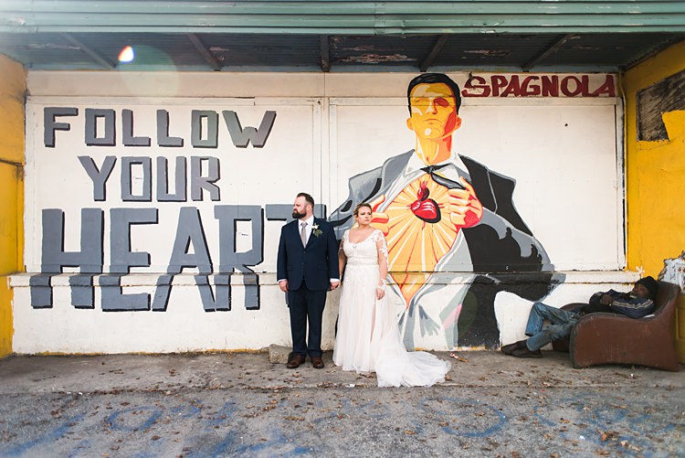 Art Poster Bride Groom Handholding Romantic Industrial Studio Loft Georgia Wedding http://krisandraevans.com/