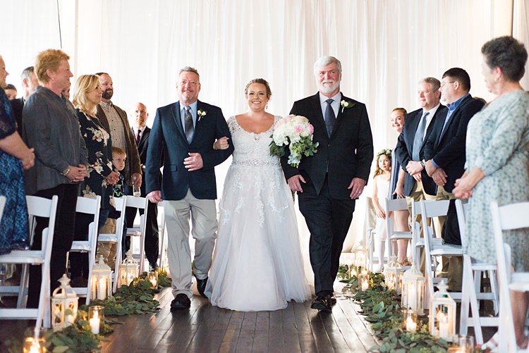 Bride Aisle Father of Bride Romantic Industrial Studio Loft Georgia Wedding http://krisandraevans.com/
