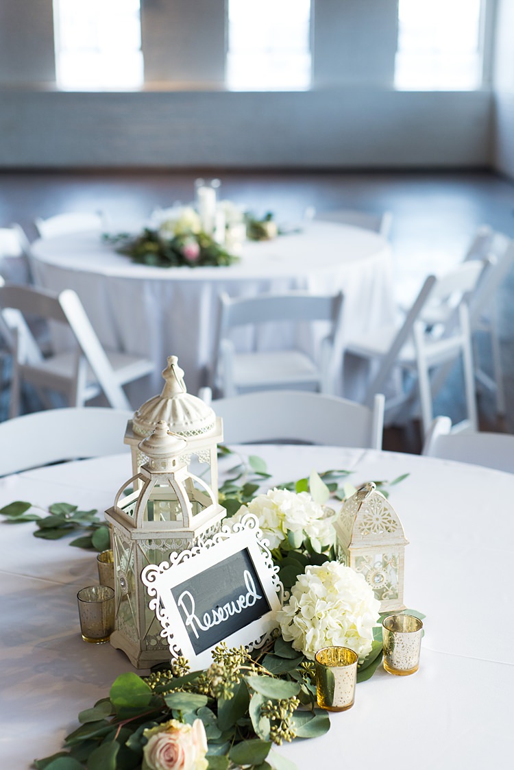 Table Lantern Blackboard Romantic Industrial Studio Loft Georgia Wedding http://krisandraevans.com/ 