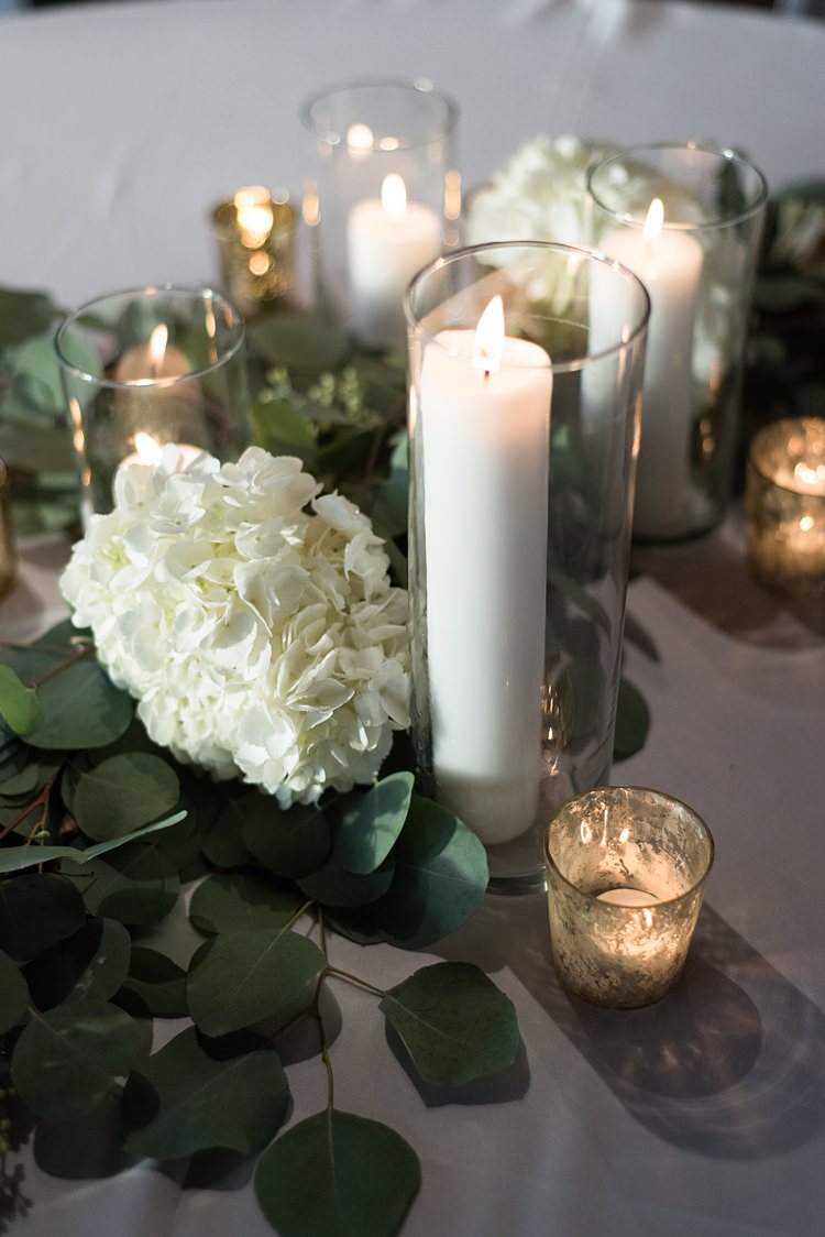 Candles Table Decoration Greenery Flowers Romantic Industrial Studio Loft Georgia Wedding http://krisandraevans.com/