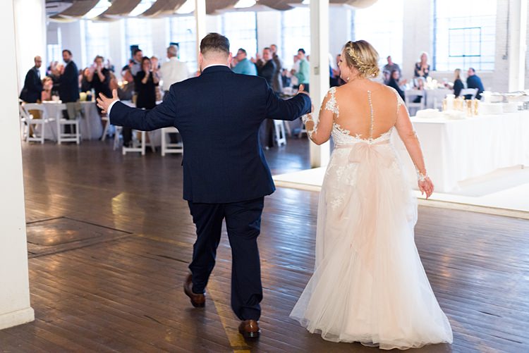 Bride Groom Entrance Romantic Industrial Studio Loft Georgia Wedding http://krisandraevans.com/ 