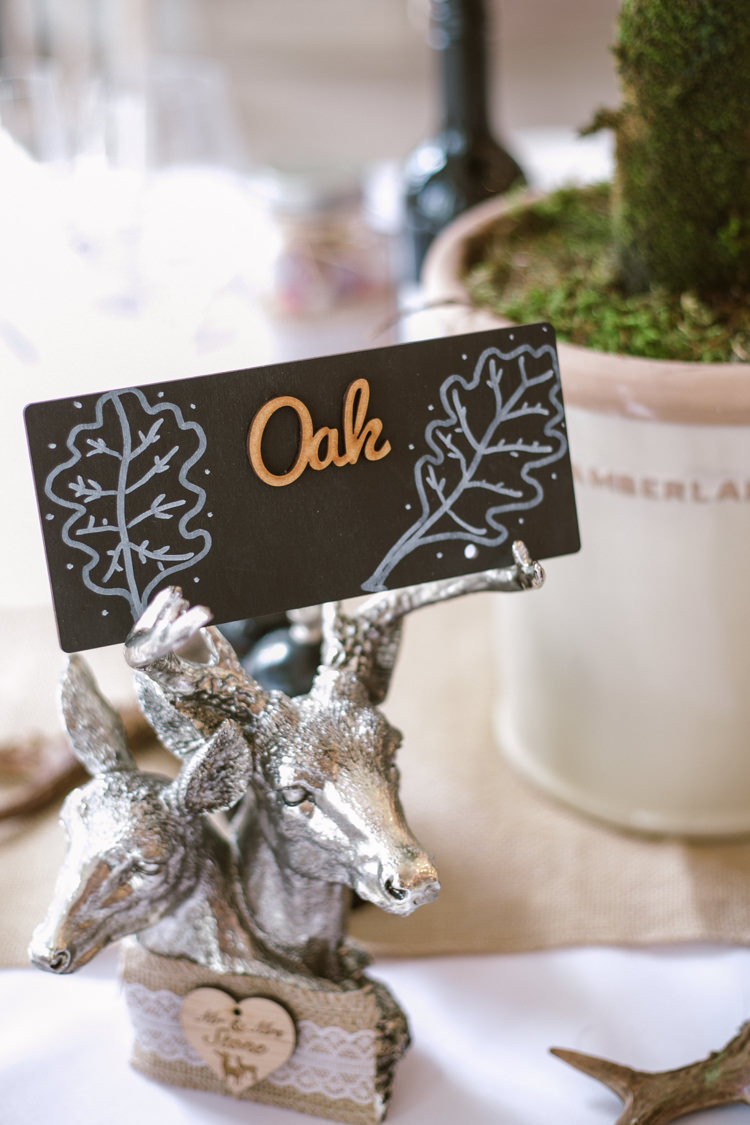 Table Cente Name Laser Cut Wood Deer Hessian Lace Easter Spring Woodland Wedding http://emmastonerweddings.com/