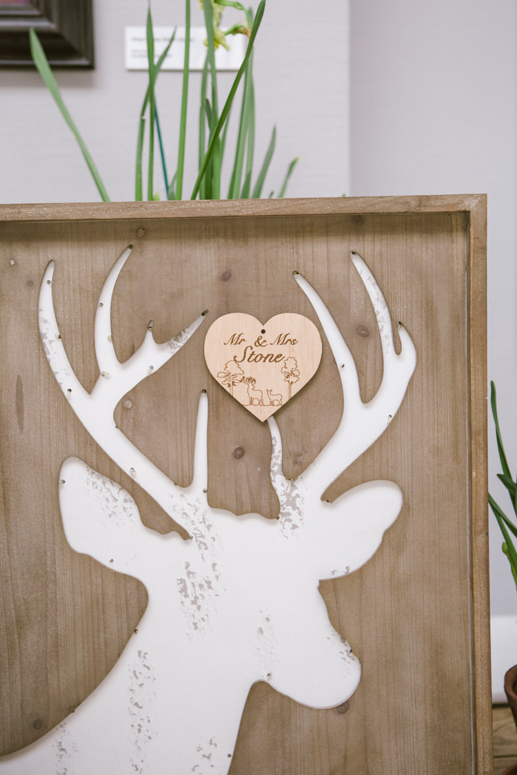 Deer Wood Frame Details Decor Easter Spring Woodland Wedding http://emmastonerweddings.com/