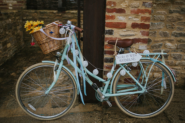 Bicycle Decor Sign Welcome Colourful Quirky Down To Earth Wedding http://jenmarino.com/
