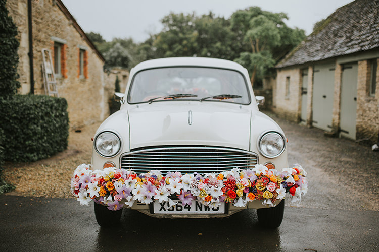 Indian Ambassador Car Transport Flowers Colourful Quirky Down To Earth Wedding http://jenmarino.com/