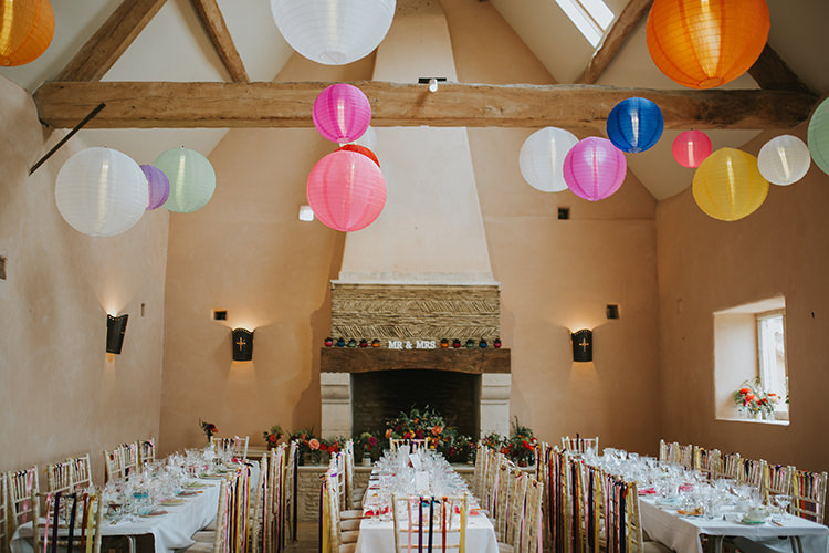 Lanterns Barn Valted Ceiling Decor Colourful Quirky Down To Earth Wedding http://jenmarino.com/