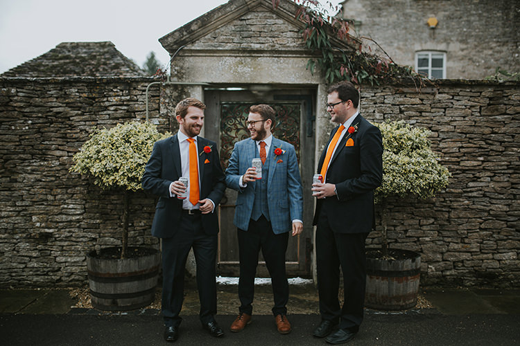 Mismatched Groom Groomsmen Orange Colourful Quirky Down To Earth Wedding http://jenmarino.com/