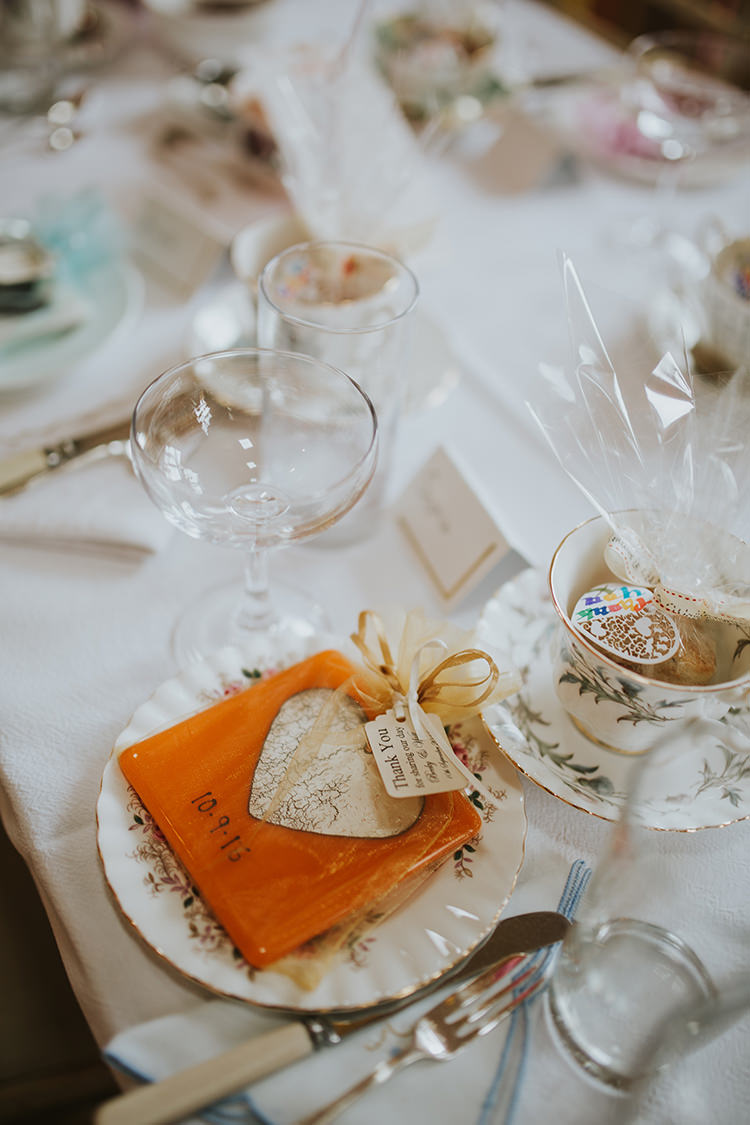 Coaster Favour Place Setting Colourful Quirky Down To Earth Wedding http://jenmarino.com/
