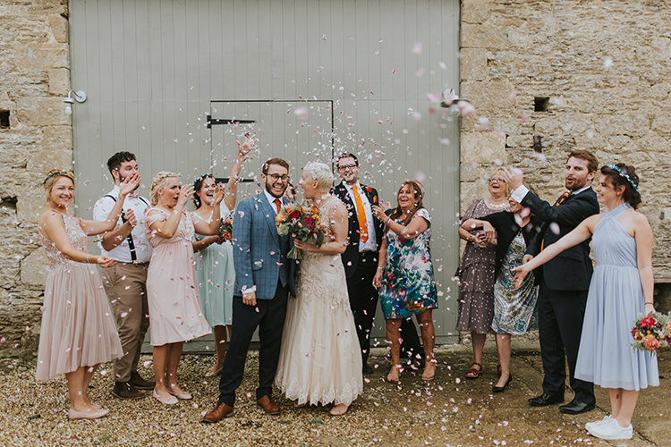 Confetti Throw Bride Groom Colourful Quirky Down To Earth Wedding http://jenmarino.com/