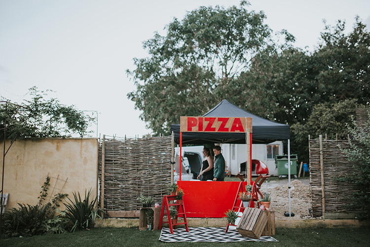Pizza Stand Food Truck Colourful Quirky Down To Earth Wedding http://jenmarino.com/
