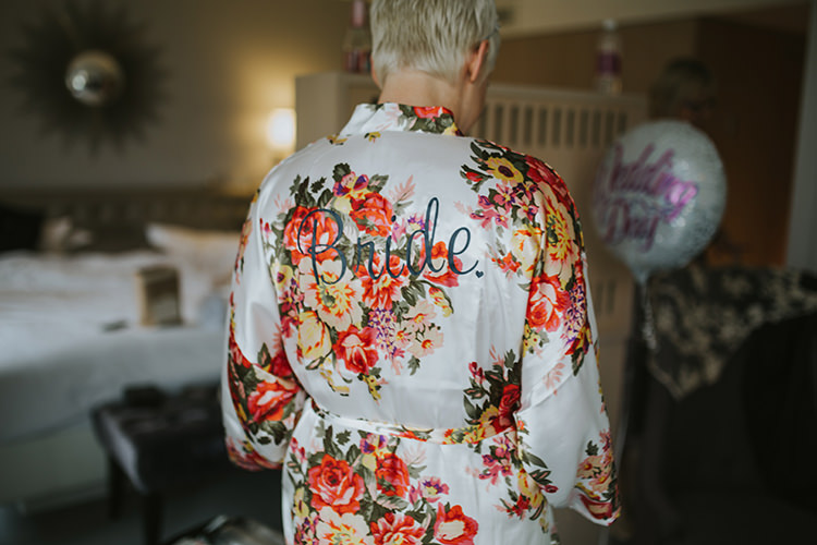 Floral Bride Bridal Dressing Gown Colourful Quirky Down To Earth Wedding http://jenmarino.com/