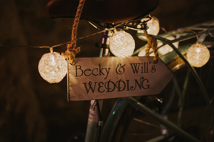 Cotton Ball Lights Wooden Sign Colourful Quirky Down To Earth Wedding http://jenmarino.com/